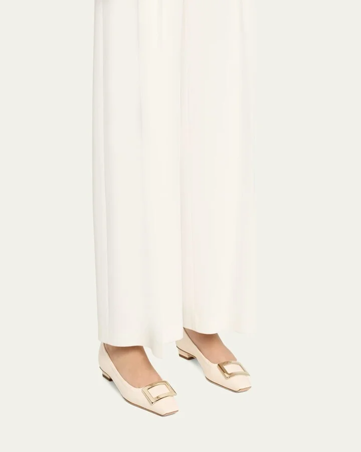Belle Vivier Leather Buckle Ballerina Flats - Image 5