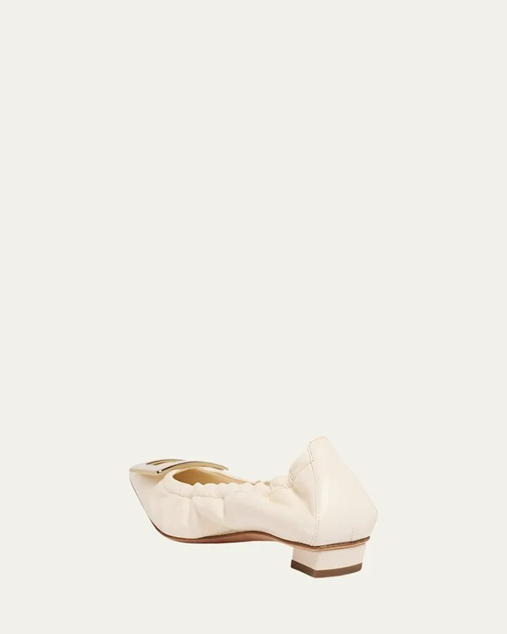Belle Vivier Leather Buckle Ballerina Flats - Image 9