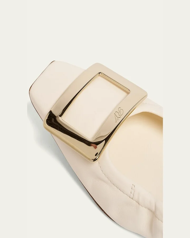 Belle Vivier Leather Buckle Ballerina Flats - Image 11