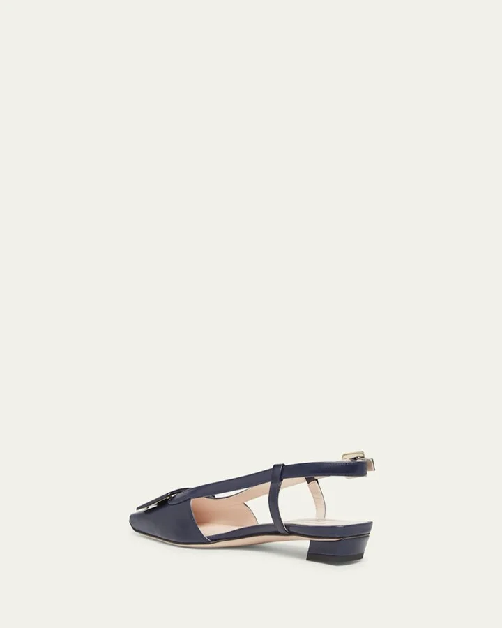 Belle Vivier Leather Buckle Kitten-Heel Slingback Pumps - Image 2