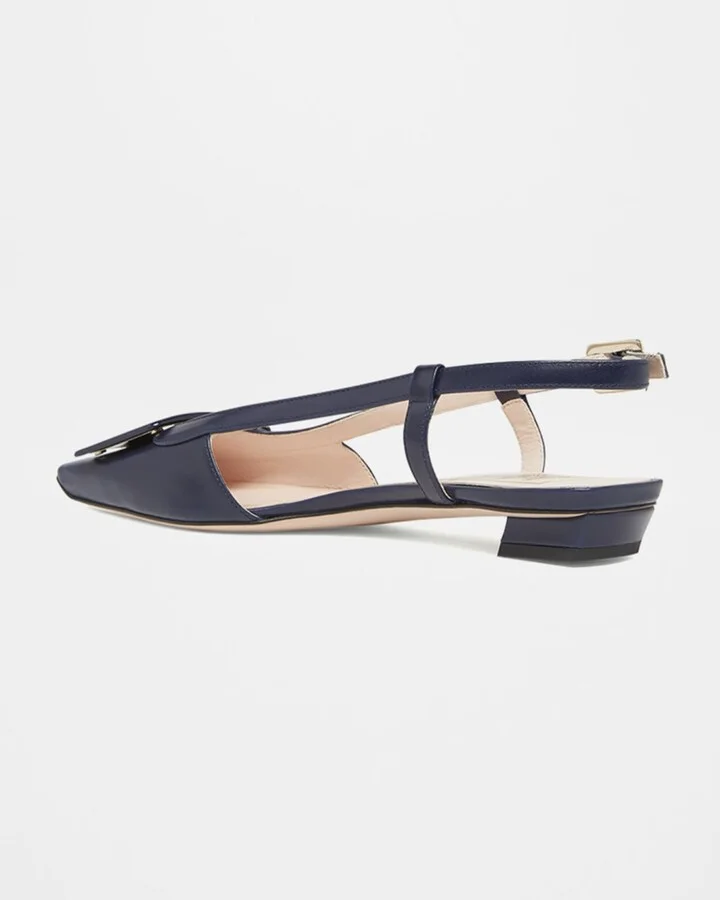 Belle Vivier Leather Buckle Kitten-Heel Slingback Pumps - Image 2