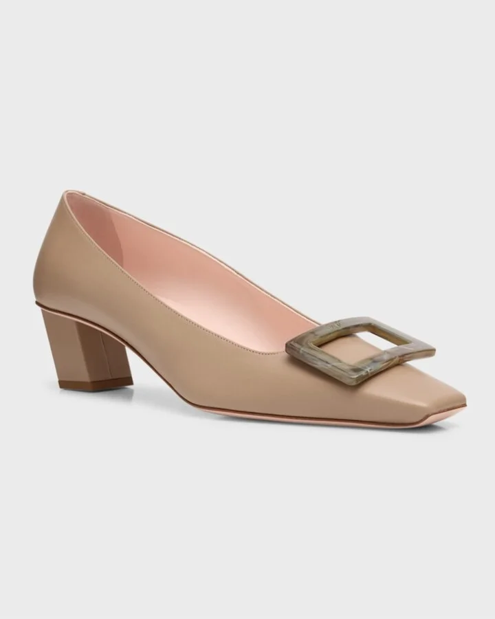 Belle Vivier Leather Buckle Pumps - Image 6