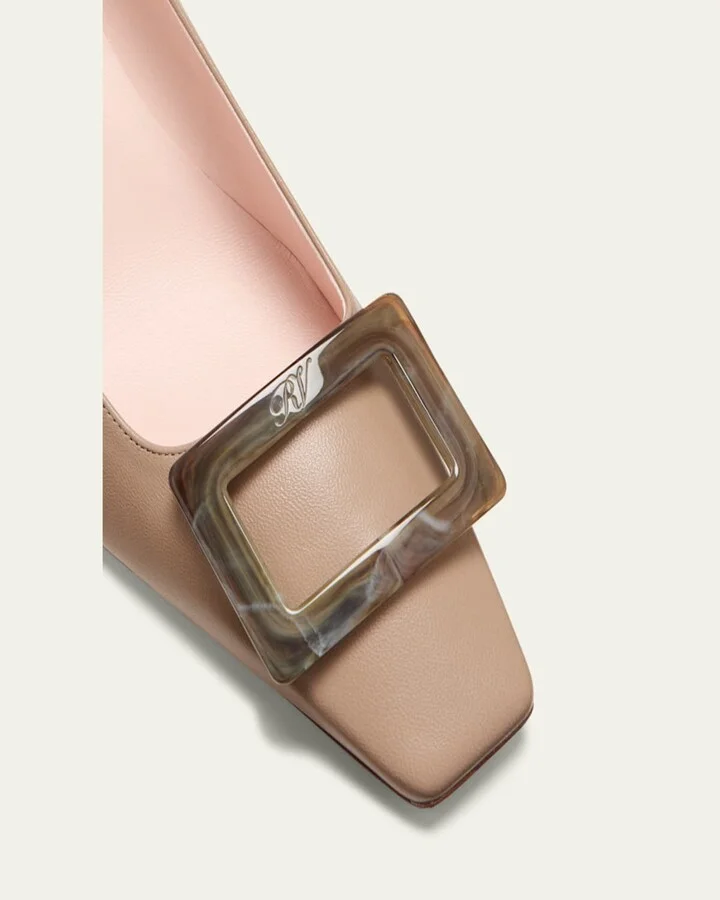 Belle Vivier Leather Buckle Pumps - Image 5