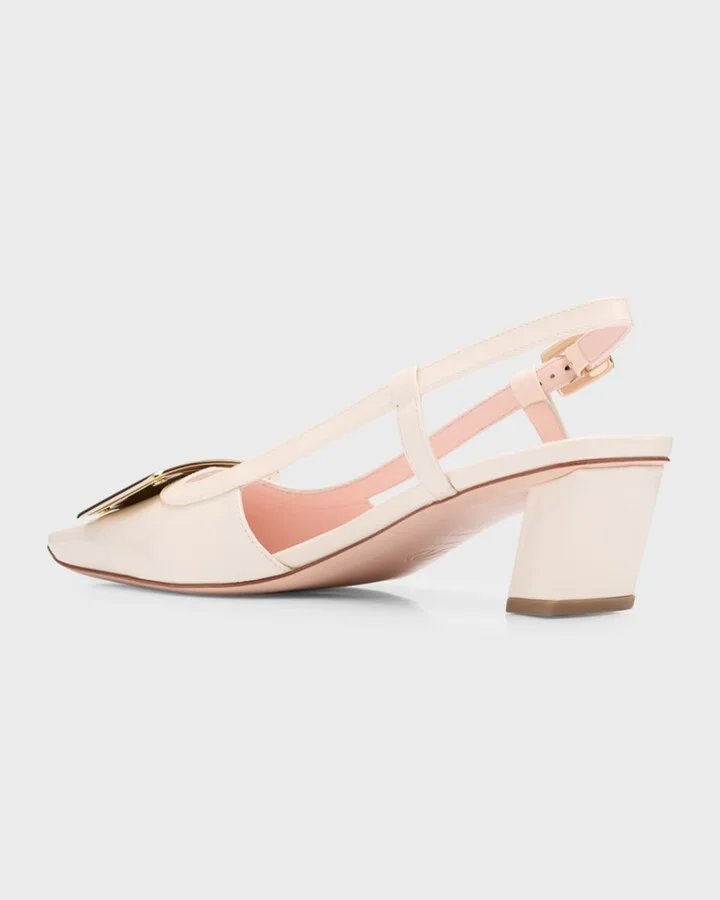 Belle Vivier Leather Buckle Slingback Pumps - Image 2
