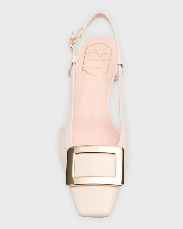 Belle Vivier Leather Buckle Slingback Pumps - Image 3