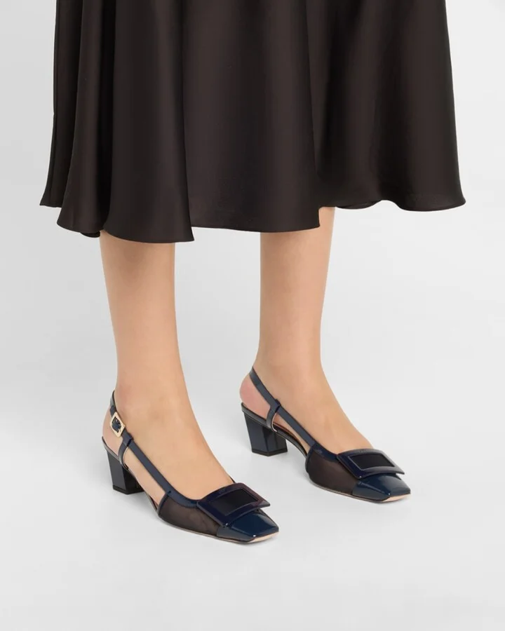 Belle Vivier Mesh Buckle Slingback Pumps - Image 4