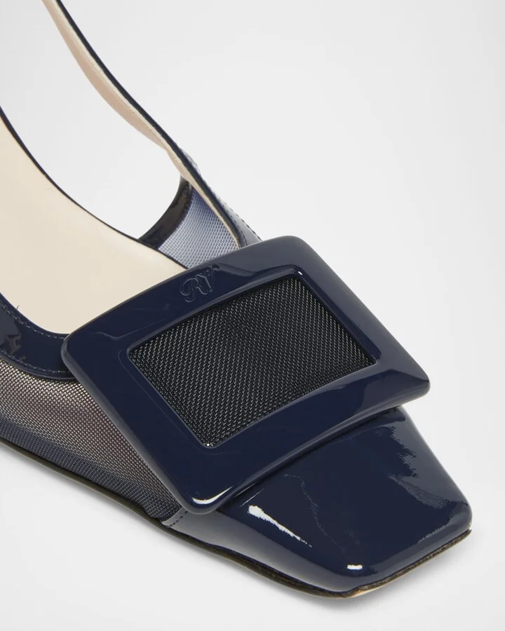Belle Vivier Mesh Buckle Slingback Pumps - Image 6