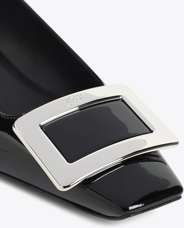 Belle Vivier Metal Buckle Ballet Flats in Patent Leather - Image 3