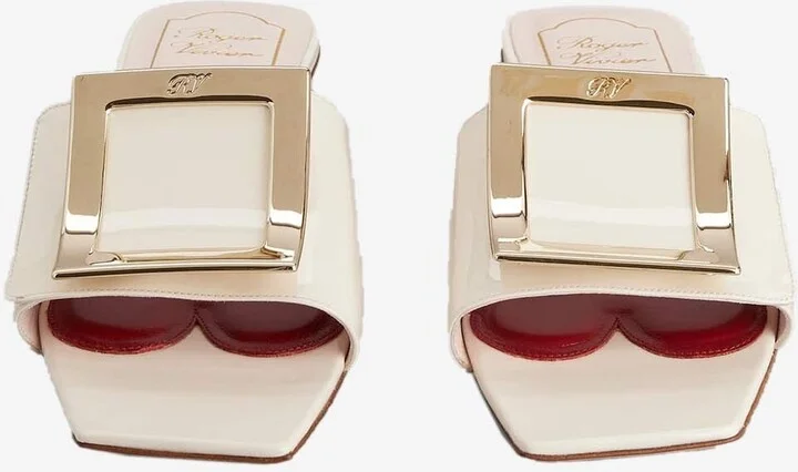 Belle Vivier Metal Buckle Mules in Patent Leather - Image 2