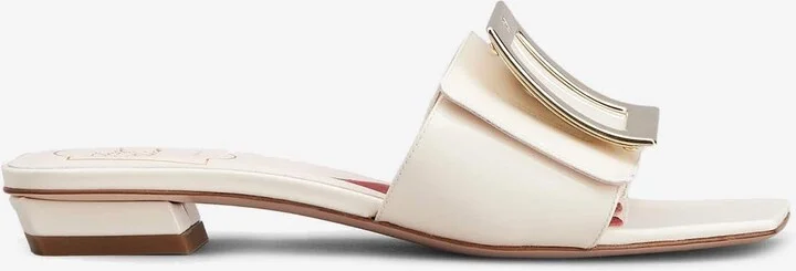 Belle Vivier Metal Buckle Mules in Patent Leather