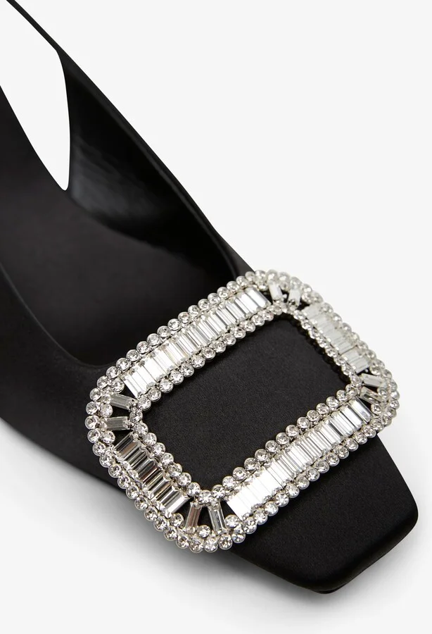 Belle Vivier pilgrim 45 black satin sling backs - Image 4