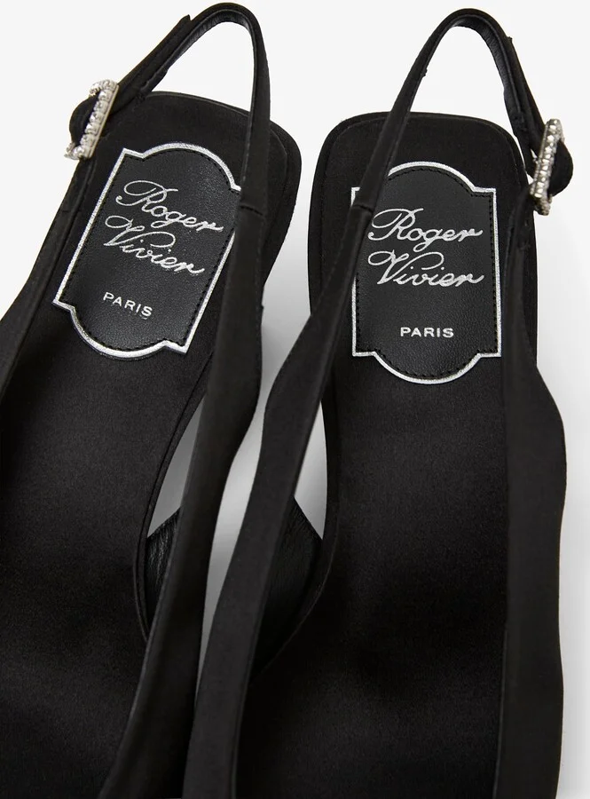 Belle Vivier pilgrim 45 black satin sling backs - Image 5