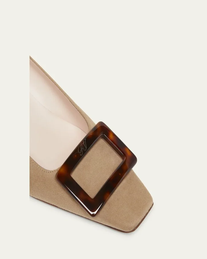 Belle Vivier Suede Buckle Pumps - Image 2