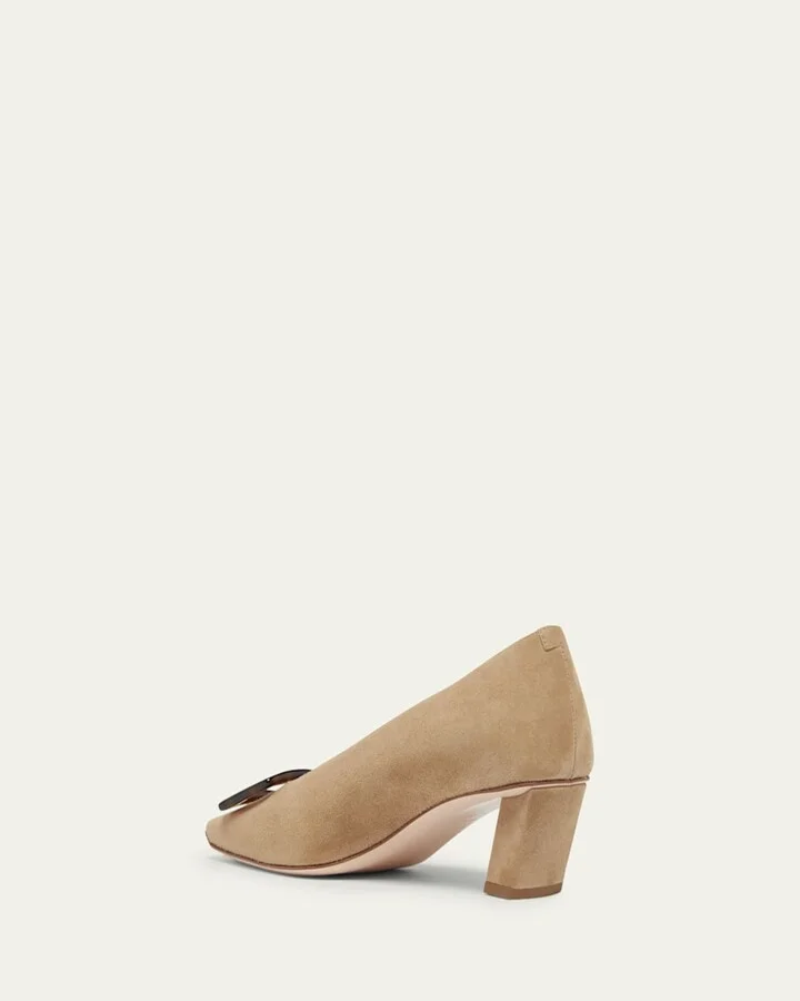 Belle Vivier Suede Buckle Pumps - Image 3