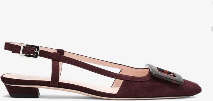 Belle Vivier Suede Slingback Flats