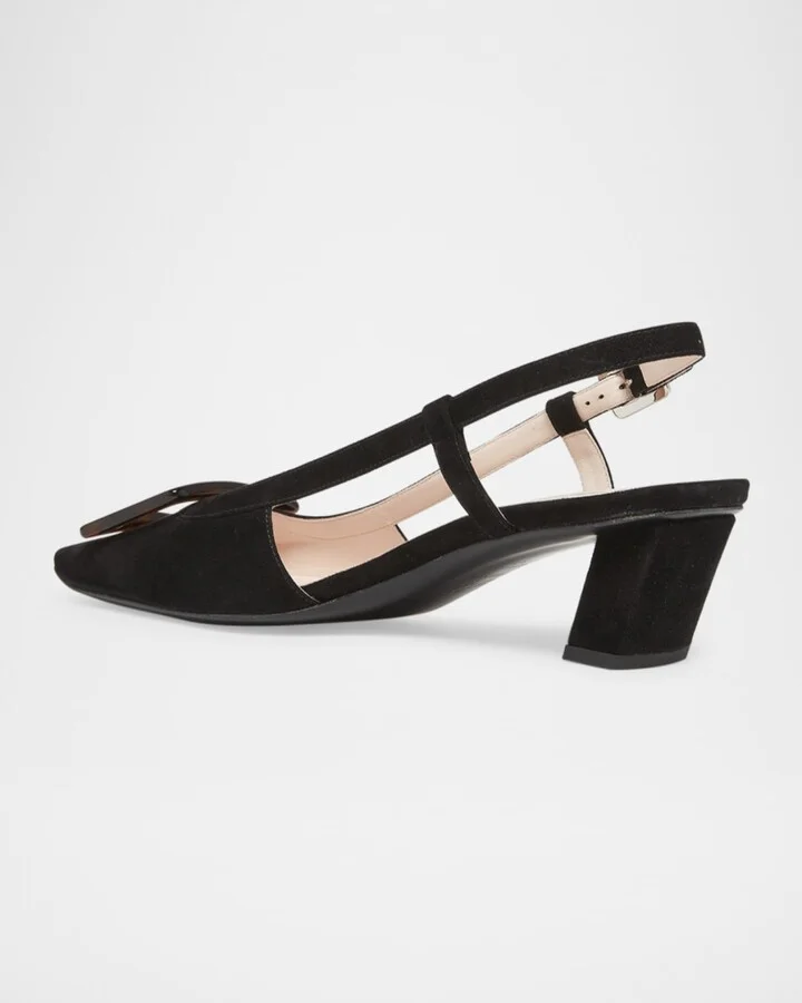 Belle Vivier Turtle Suede Slingback Pumps - Image 2