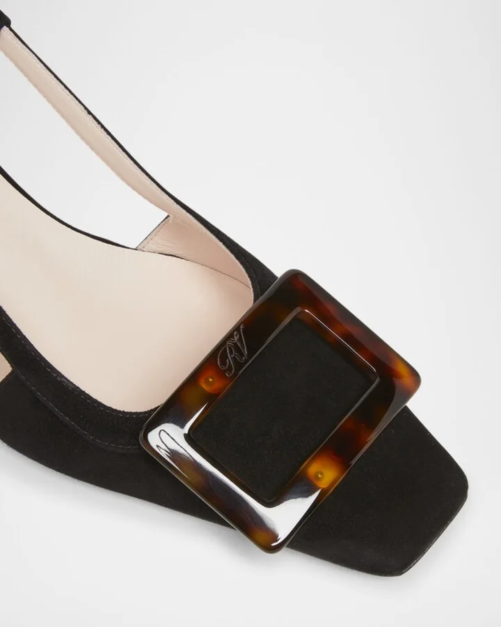 Belle Vivier Turtle Suede Slingback Pumps - Image 3