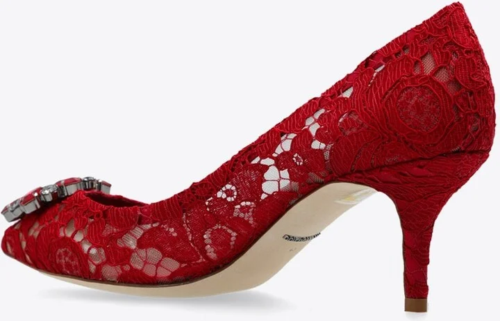 Bellucci 60 Brooch Embellished Lace Pumps - Image 2