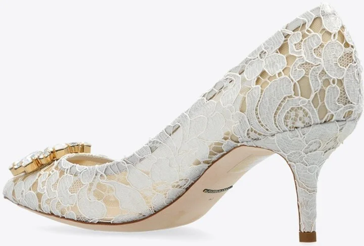 Bellucci 60 Brooch Embellished Lace Pumps - Image 2