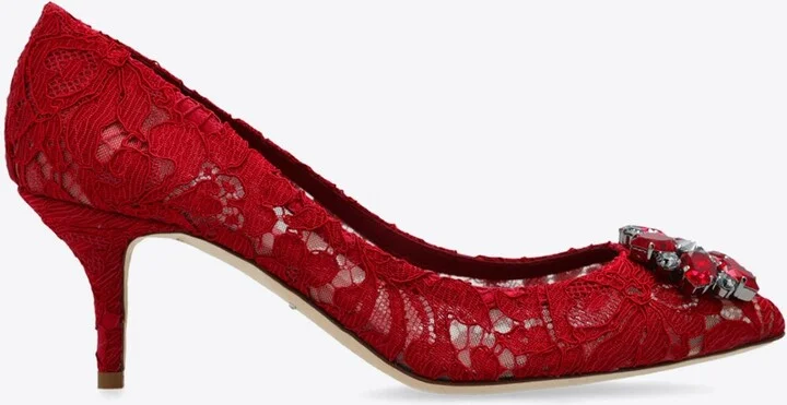 Bellucci 60 Brooch Embellished Lace Pumps