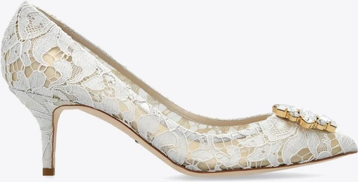 Bellucci 60 Brooch Embellished Lace Pumps