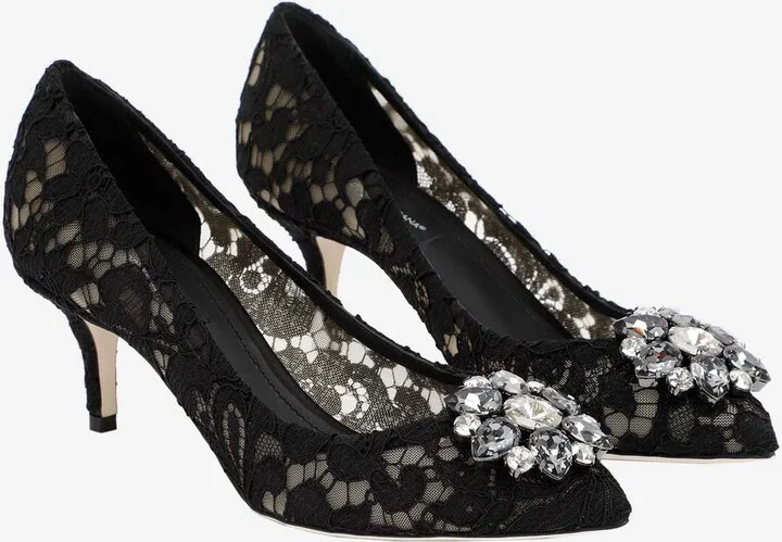 Bellucci 60 Crystal Embellished Lace Pumps - Image 2
