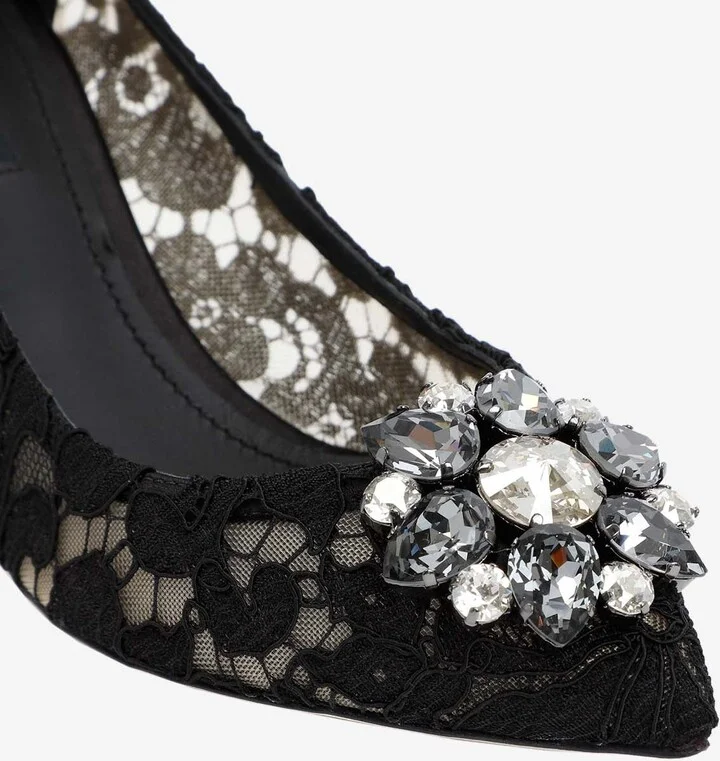 Bellucci 60 Crystal Embellished Lace Pumps - Image 3