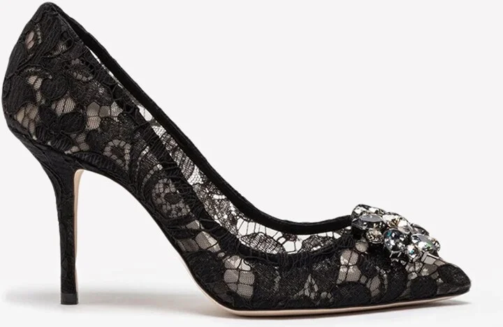 Bellucci 60 Crystal-Embellished Lace Pumps