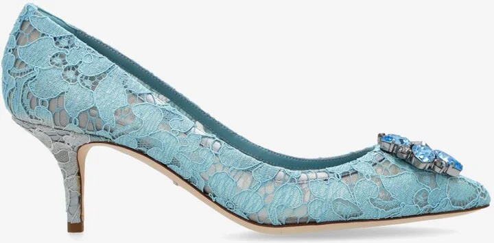 Bellucci 60 Crystal Embellished Lace Pumps