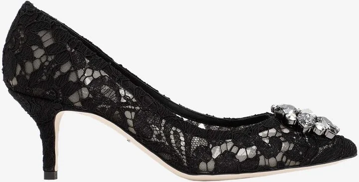 Bellucci 60 Crystal Embellished Lace Pumps
