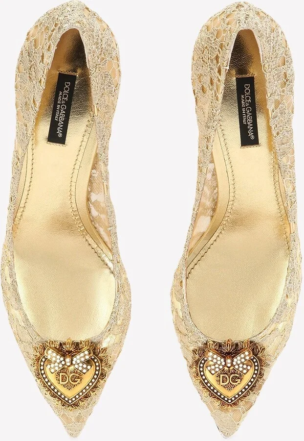 Bellucci 60 Lurex Lace Pumps with Brooch Detail - Image 2