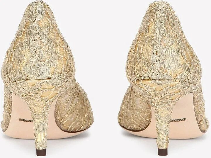 Bellucci 60 Lurex Lace Pumps with Brooch Detail - Image 3