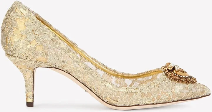 Bellucci 60 Lurex Lace Pumps with Brooch Detail