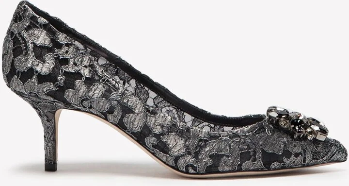 Bellucci 60 Lurex Lace Pumps with Brooch Detail