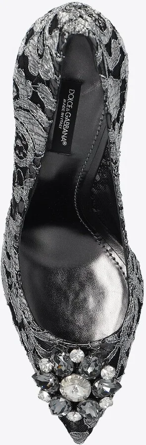 Bellucci 90 Brooch Embellished Lace Pumps - Image 3