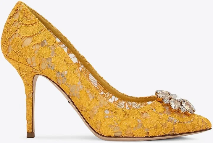 Bellucci 90 Brooch Lace Pumps