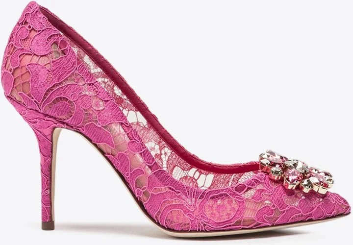 Bellucci 90 Brooch Lace Pumps
