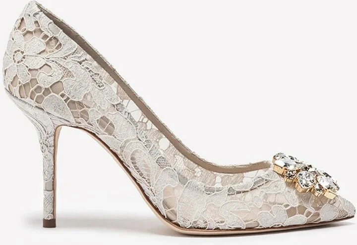 Bellucci 90 Crystal-Embellished Pumps in Taormina Lace