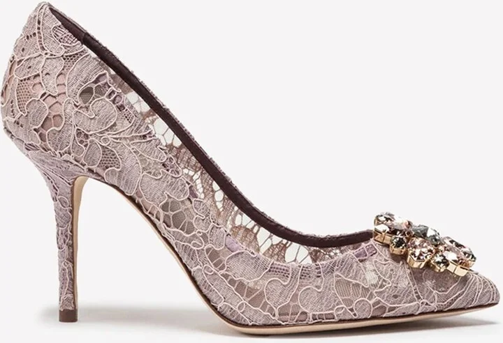 Bellucci 90 Taormina Lace Pumps with Brooch Detail
