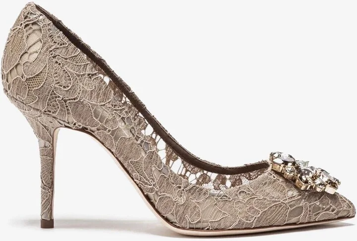 Bellucci 90 Taormina Lace Pumps with Crystal Detail
