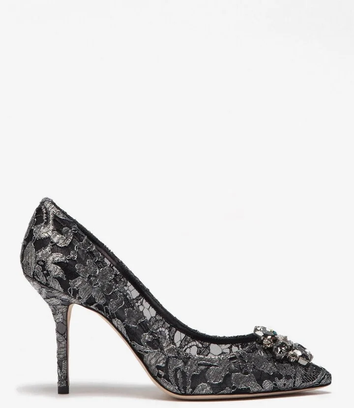 Bellucci 90 Taormina Lace Pumps with Crystal Detail