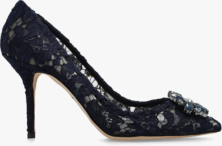‘Bellucci’ Lace Pumps, , Navy - Blue