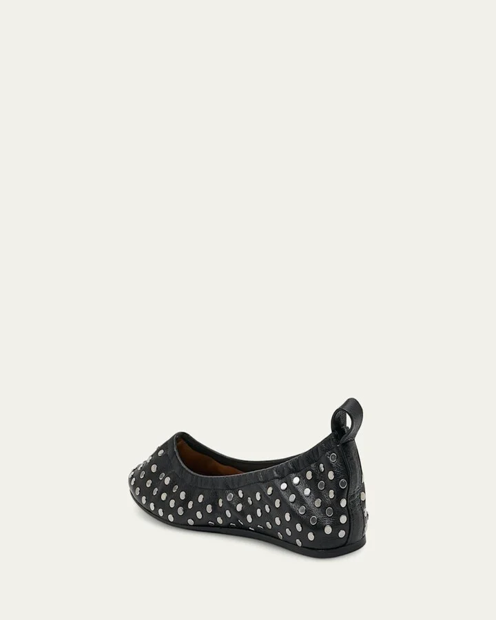 Belna Studded Leather Ballerina Flats - Image 3