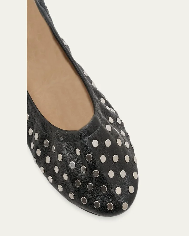 Belna Studded Leather Ballerina Flats - Image 4