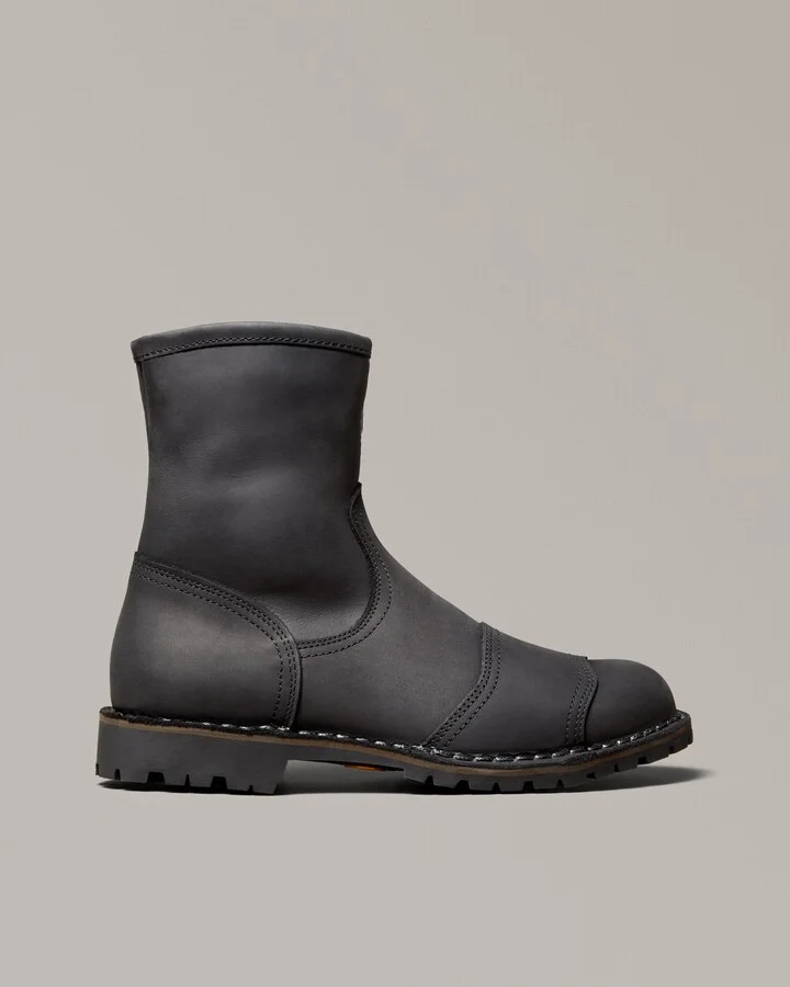 Belstaff Duration Motorcycle Boots Men's Grain Leather Black Size US 6.5