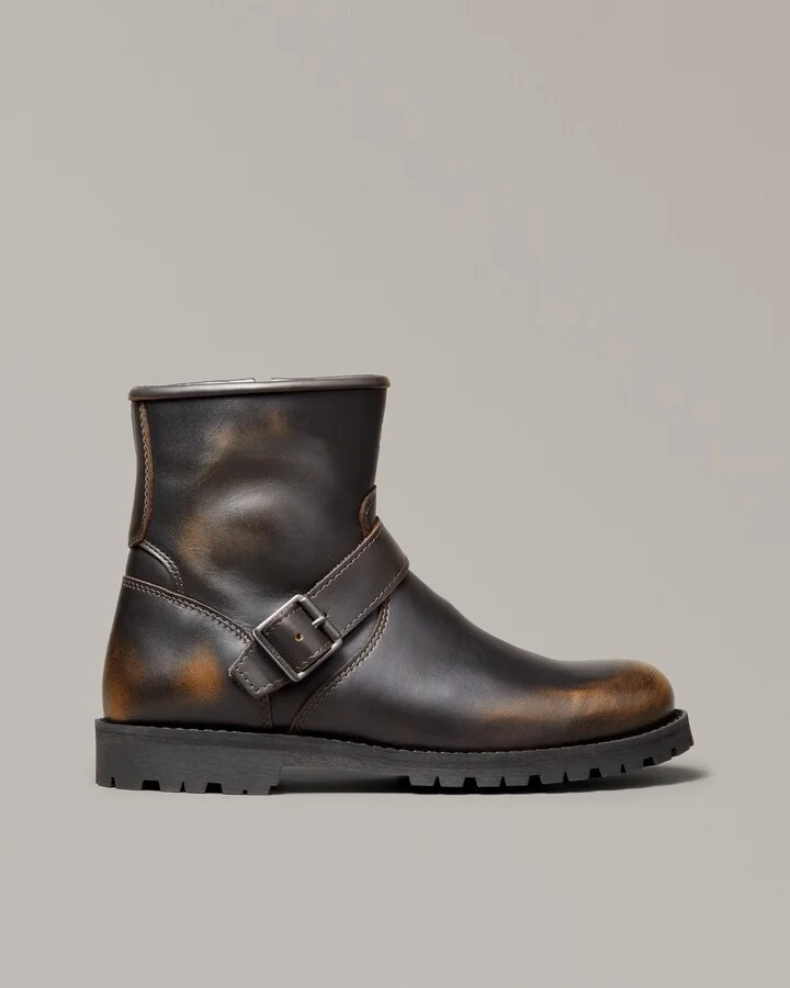 Belstaff Trialmaster Motorcycle Boots Men's Brushed Leather Brown Size US 7.5