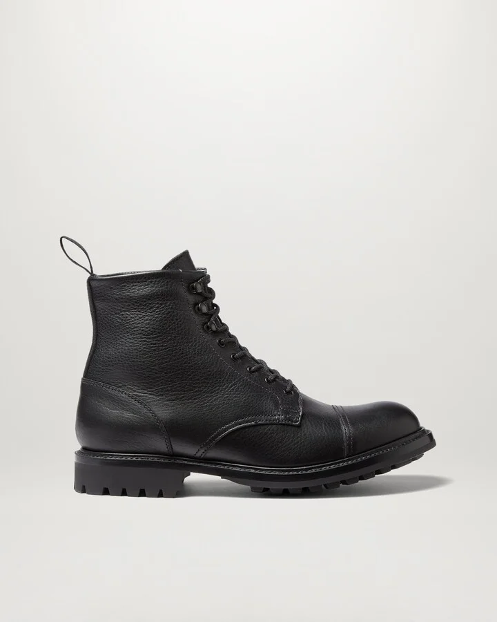 Belstaff X Grenson Service Boot No 3 Men's Grain Leather Black Size US 8 / EU 41.5