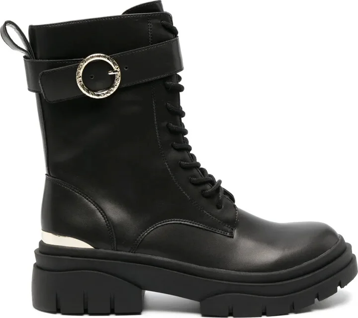 Belted-Ankle Leather Boots