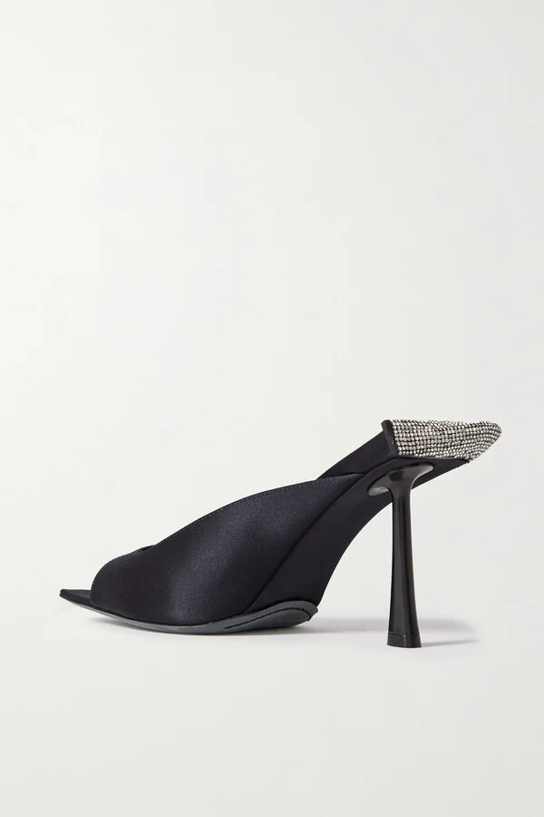 BENEDETTA BRUZZICHES - Cossyra Crystal-embellished Silk Mules - Black - Image 3