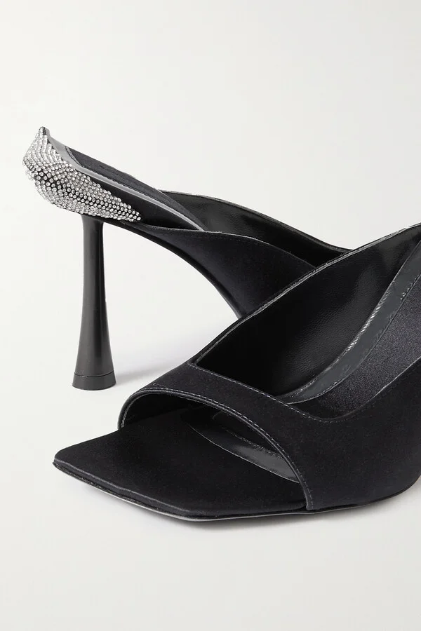 BENEDETTA BRUZZICHES - Cossyra Crystal-embellished Silk Mules - Black - Image 4